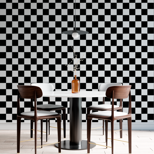 Decalque da parede de vinil xadrez xadrez xadrez preto branco